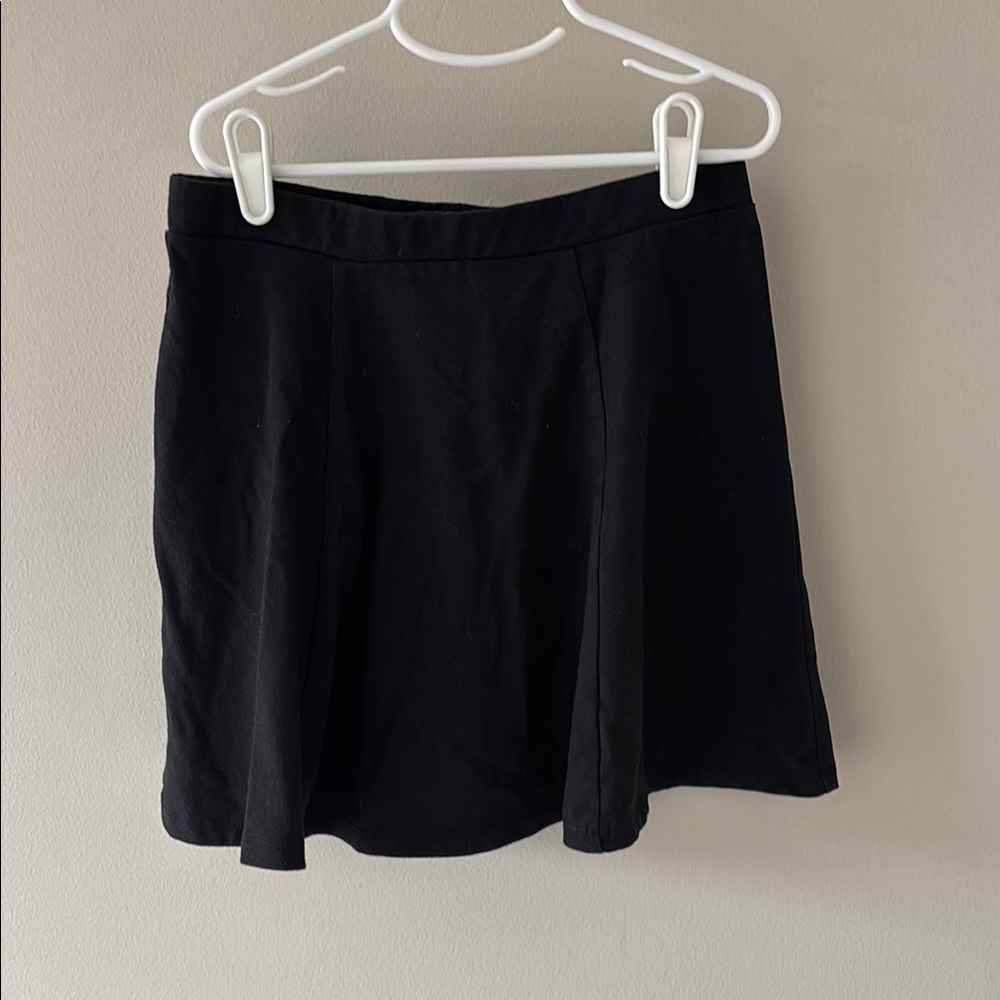 Black knit mini skirt